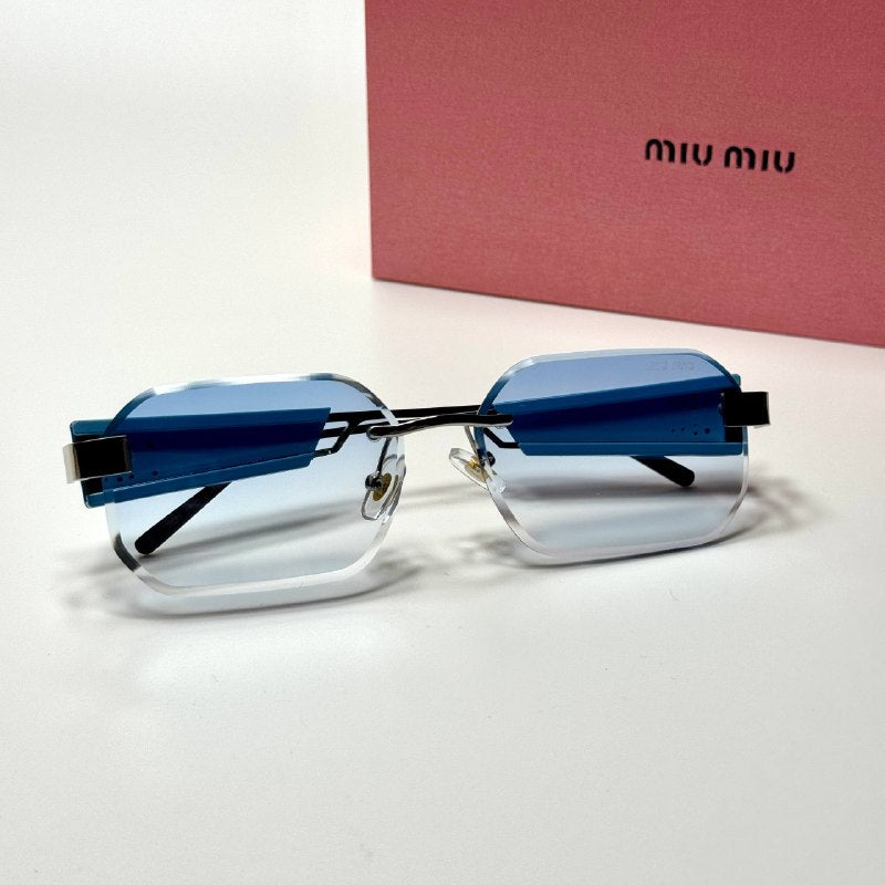 Miu Miu Rectangular Rimless SMU13Z – Blue Silver