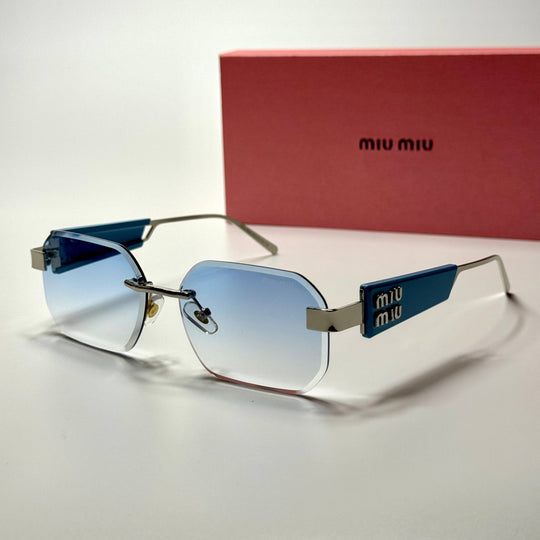 Miu Miu Rectangular Rimless SMU13Z – Blue Silver