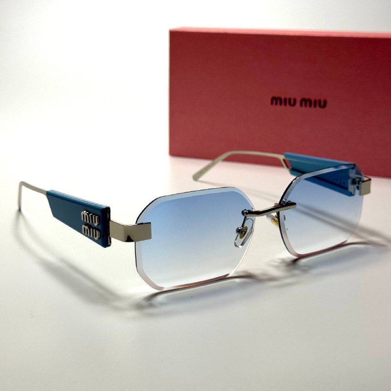 Miu Miu Rectangular Rimless SMU13Z – Blue Silver