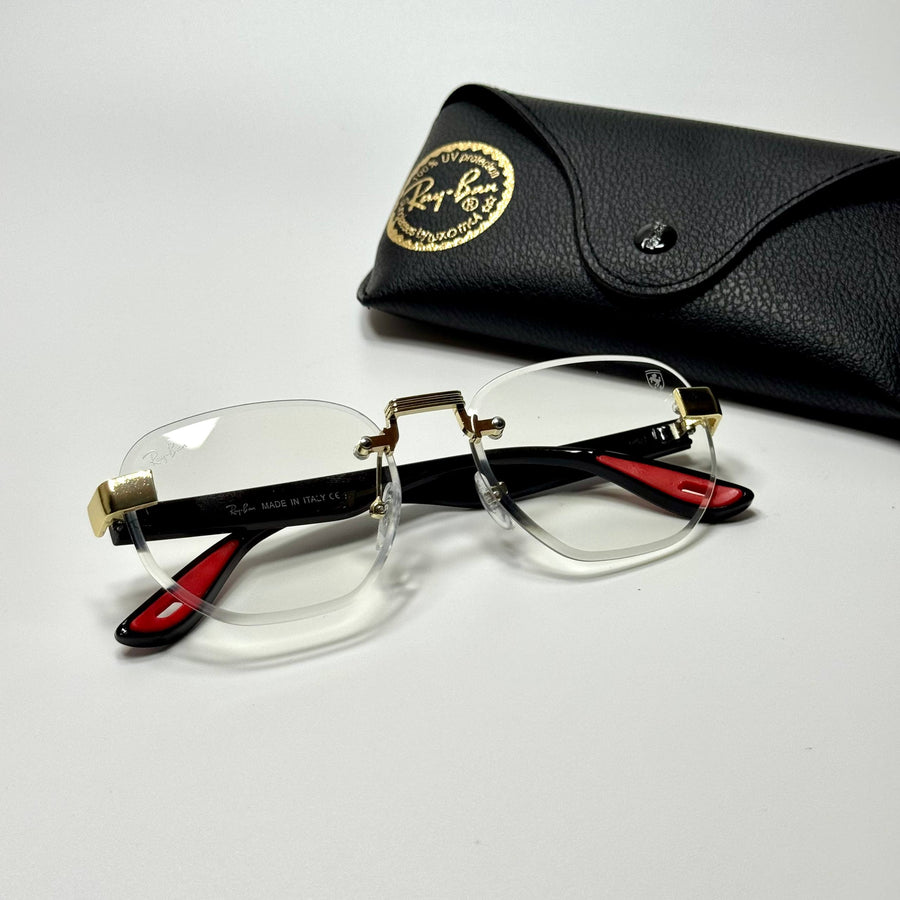 Ray-Ban Ferrari Rimless FR5826 – Gold Black Clear