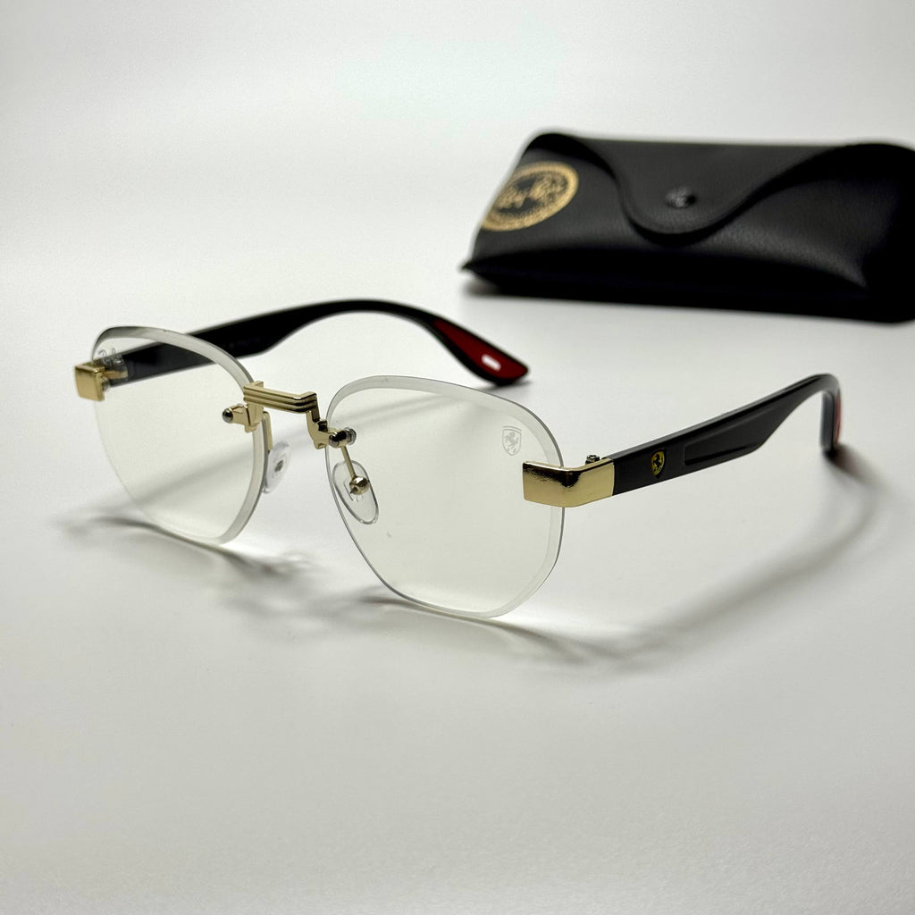 Ray-Ban Ferrari Rimless FR5826 – Gold Black Clear