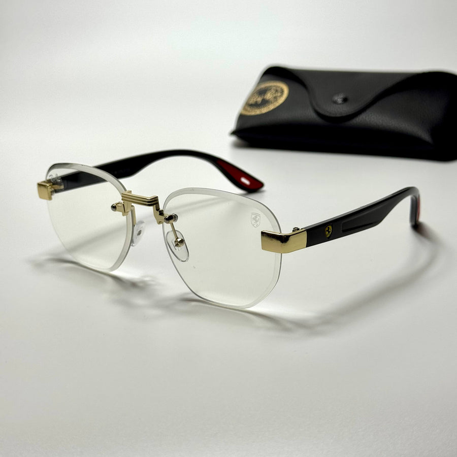 Ray-Ban Ferrari Rimless FR5826 – Gold Black Clear