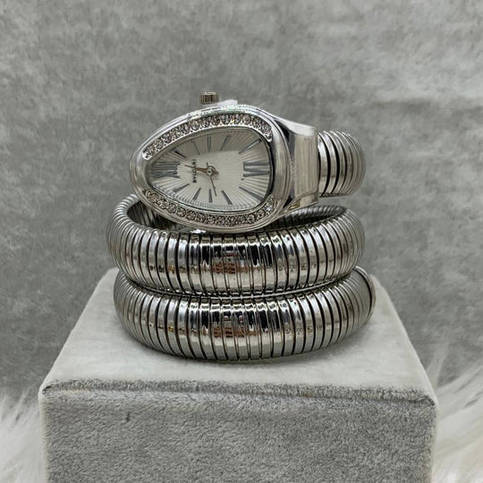 BVLGARI Serpenti Tubogas Watch – Silver / Diamond Bezel