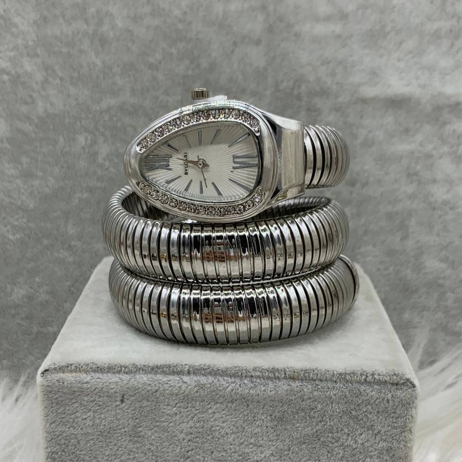BVLGARI Serpenti Tubogas Watch – Silver / Diamond Bezel