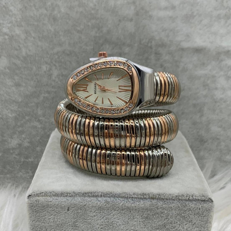 BVLGARI Serpenti Tubogas Watch – Two-Tone Rose Gold / Diamond Bezel