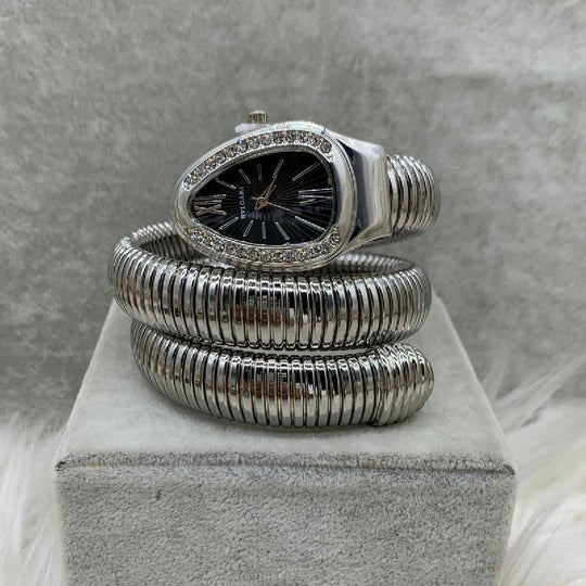 BVLGARI Serpenti Tubogas Watch – Silver / Black Dial