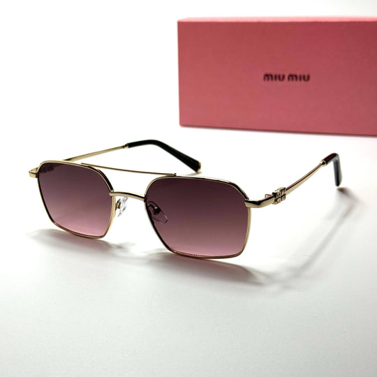 Miu Miu Rectangular SMU52Z – Gold Pink Gradient