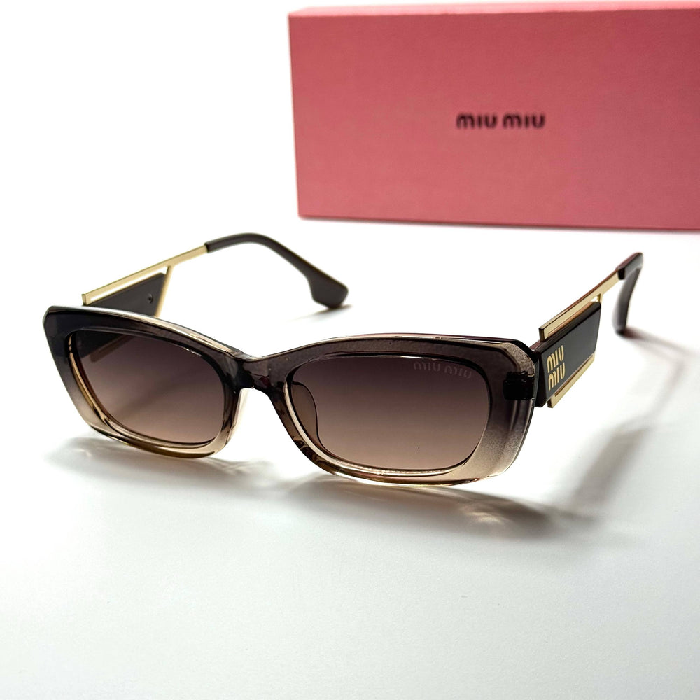 Miu Miu Rectangle SMU70Z – Brown Gold
