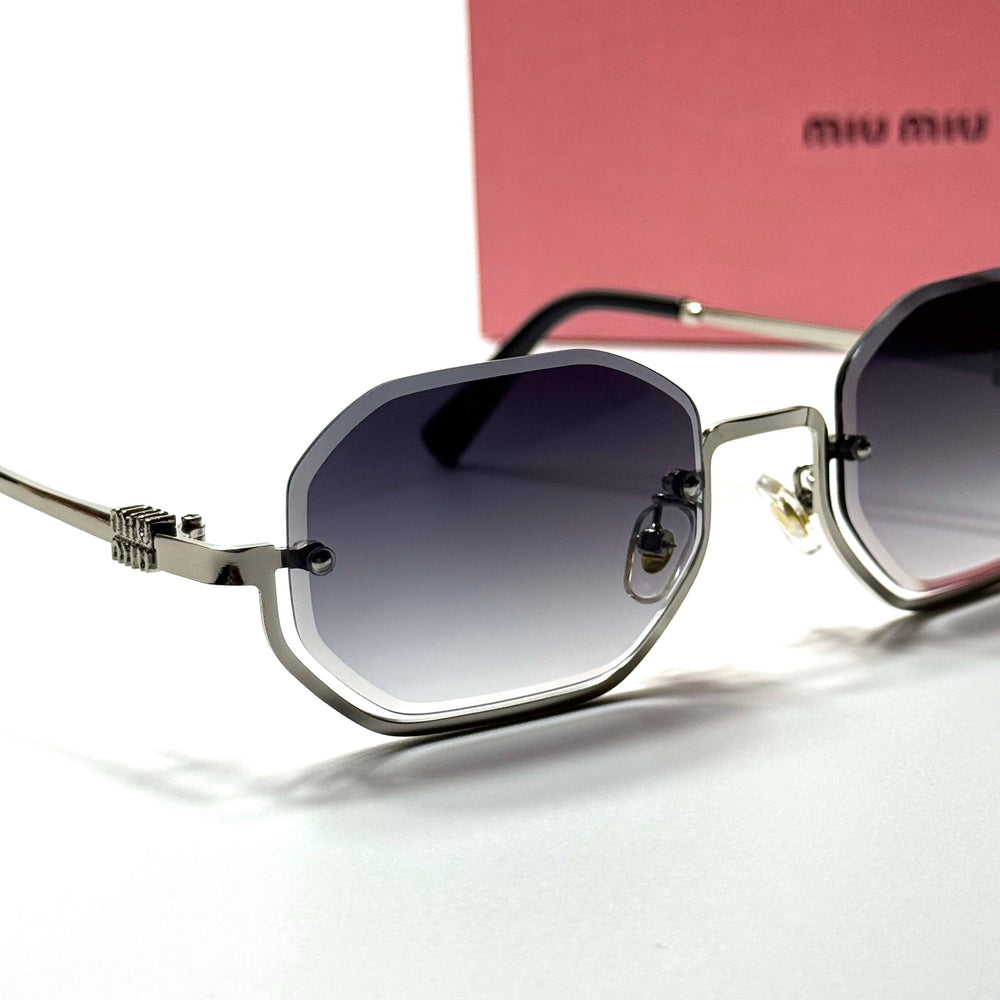 Miu Miu Rimless Octagonal SMU71Z – Silver Grey