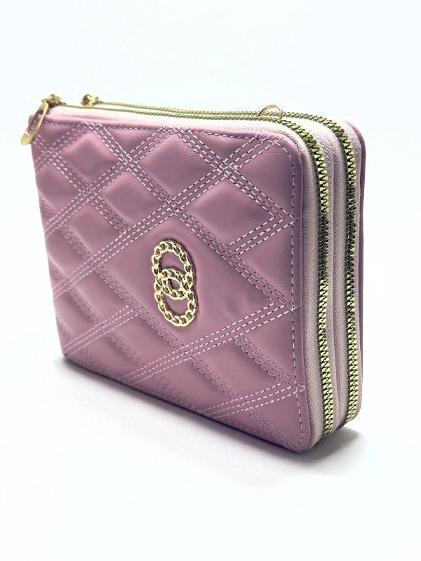 Monaco Quilted Pink Wallet – Double Zip Edition