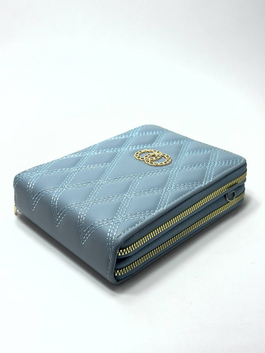 Monaco Quilted Blue Wallet – Double Zip Edition