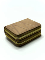 Double Zip Mini Wallet - Beige