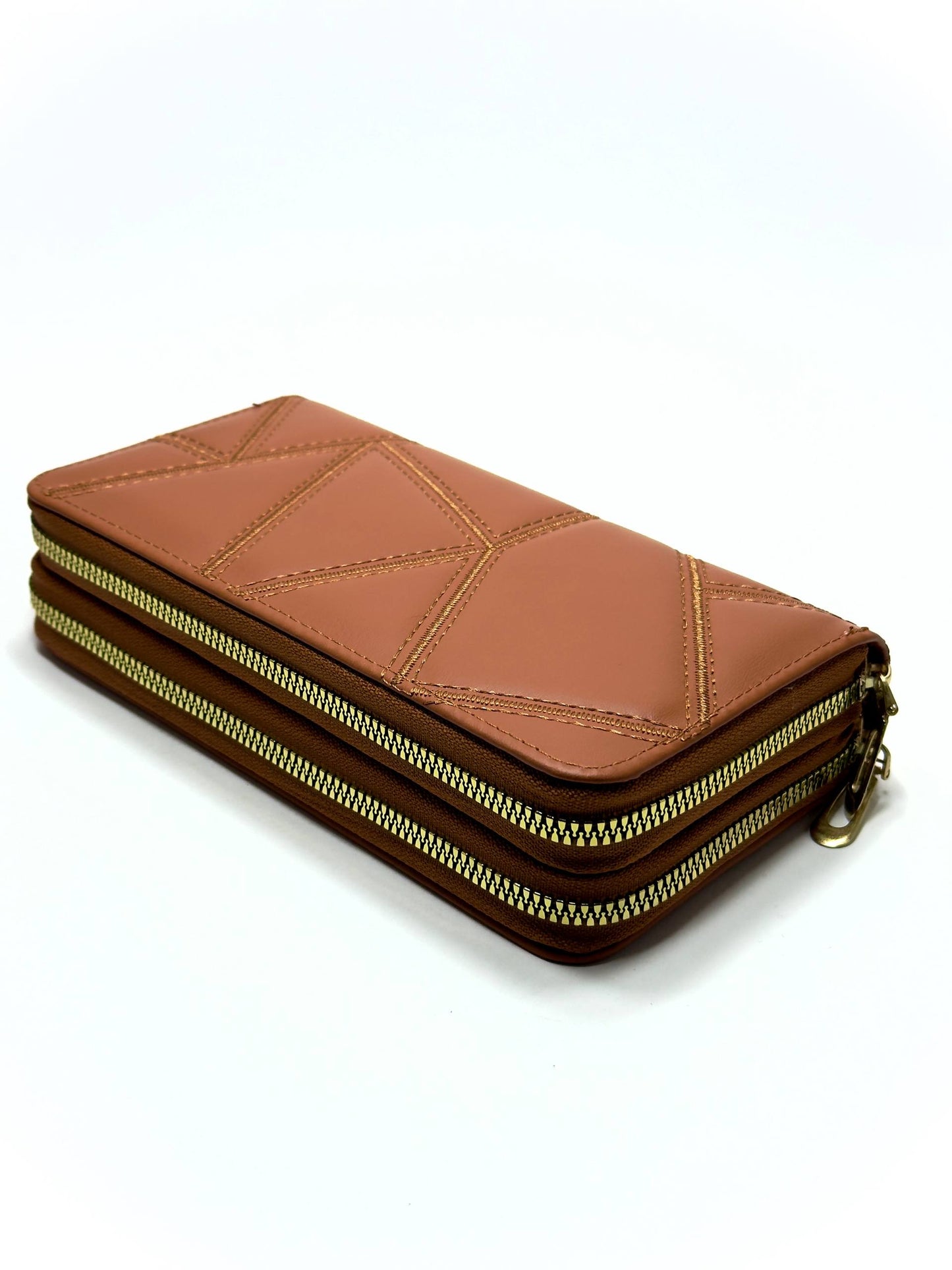 Double Zip Wallet - Brown