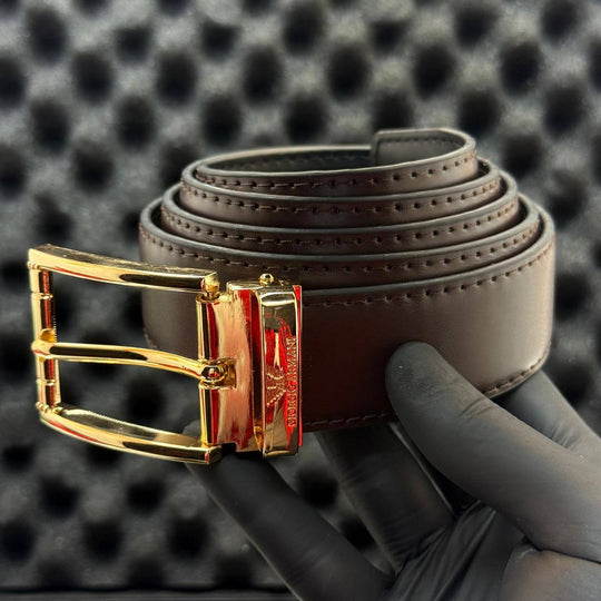 Armani Buckle Belt - Gold Brown