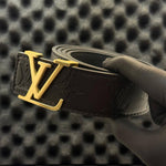 LV Canvas Belt - Gold Black