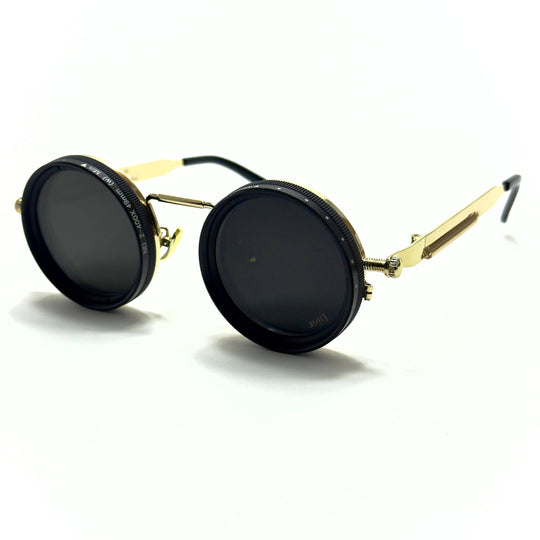 Adjustable Rotating Trendy Sunglasses - Gold Black
