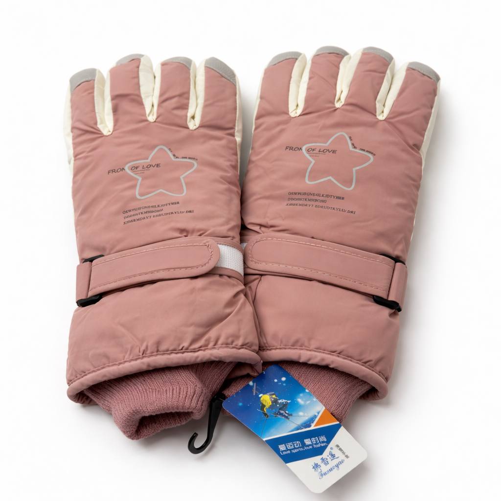 Winter Puffer Gloves – Blush Pink (Unisex)