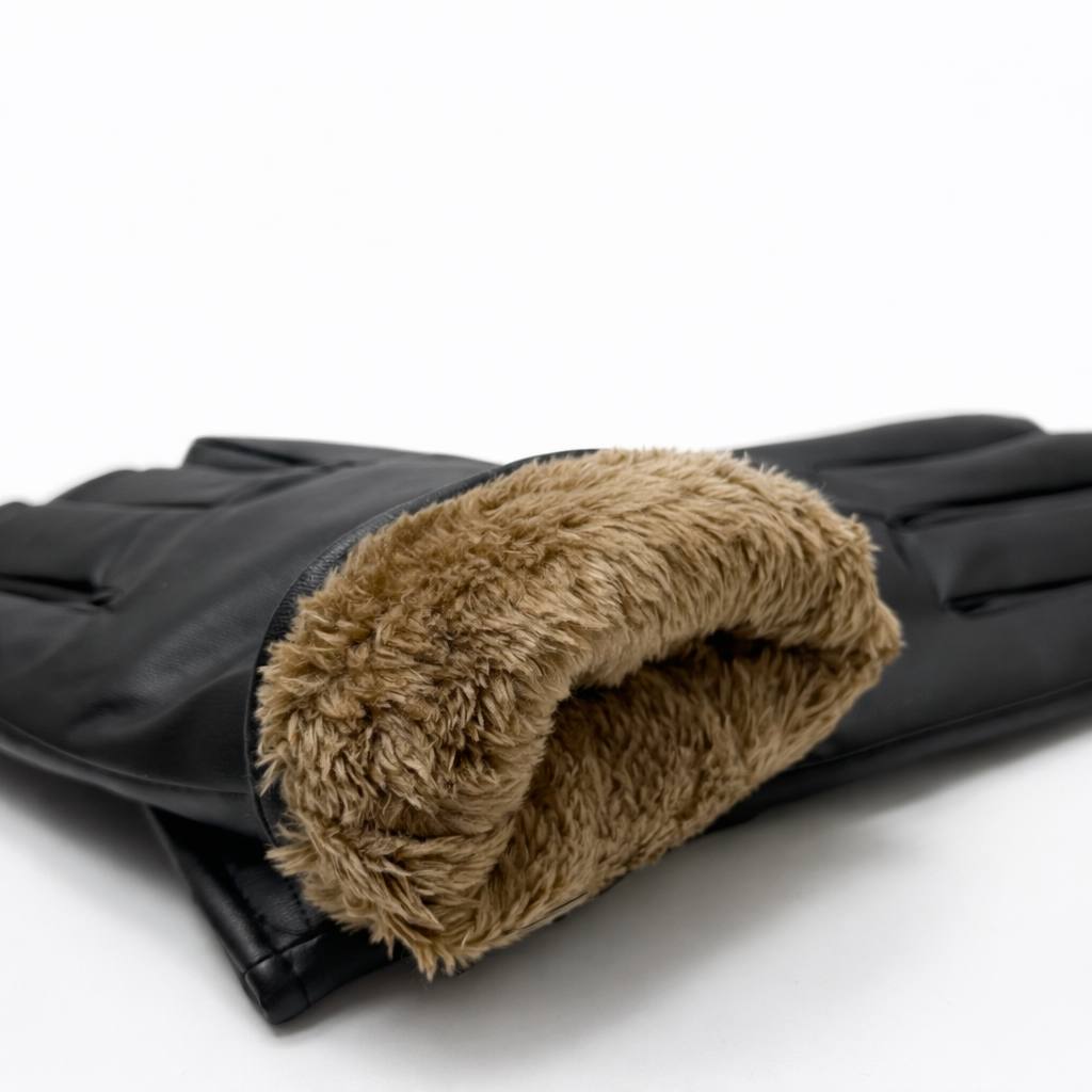 Classic Leather Winter Gloves – Black (Unisex)