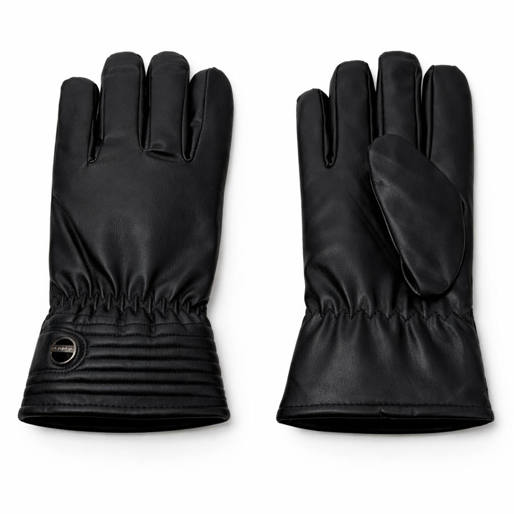 Classic Leather Winter Gloves – Black (Unisex)