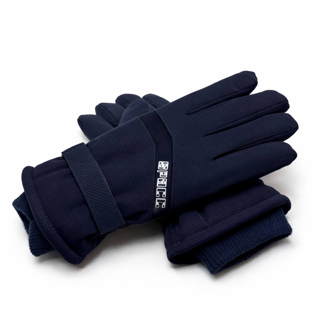 Winter Puffer Gloves – Navy Blue (Unisex)
