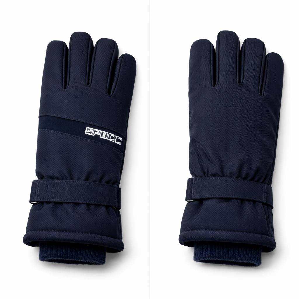 Winter Puffer Gloves – Navy Blue (Unisex)