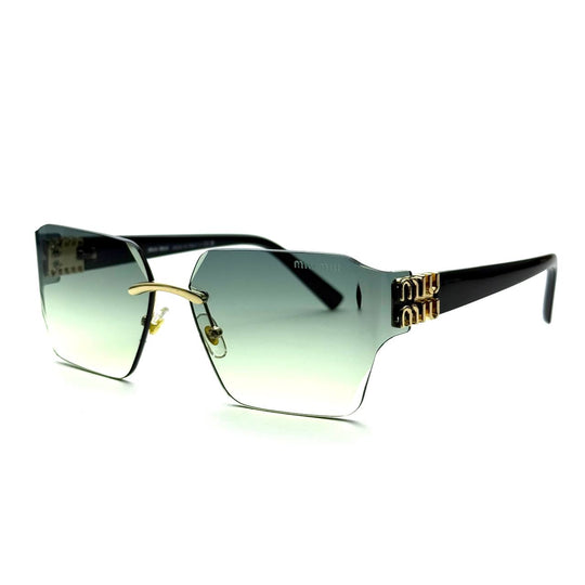 Miu Miu MU 04RS Rimless Oversized Sunglasses – Gradient Green
