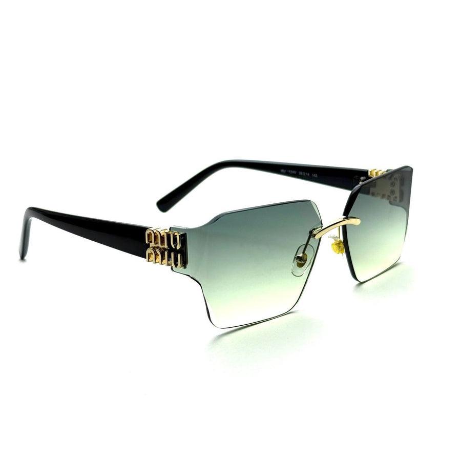 Miu Miu MU 04RS Rimless Oversized Sunglasses – Gradient Green