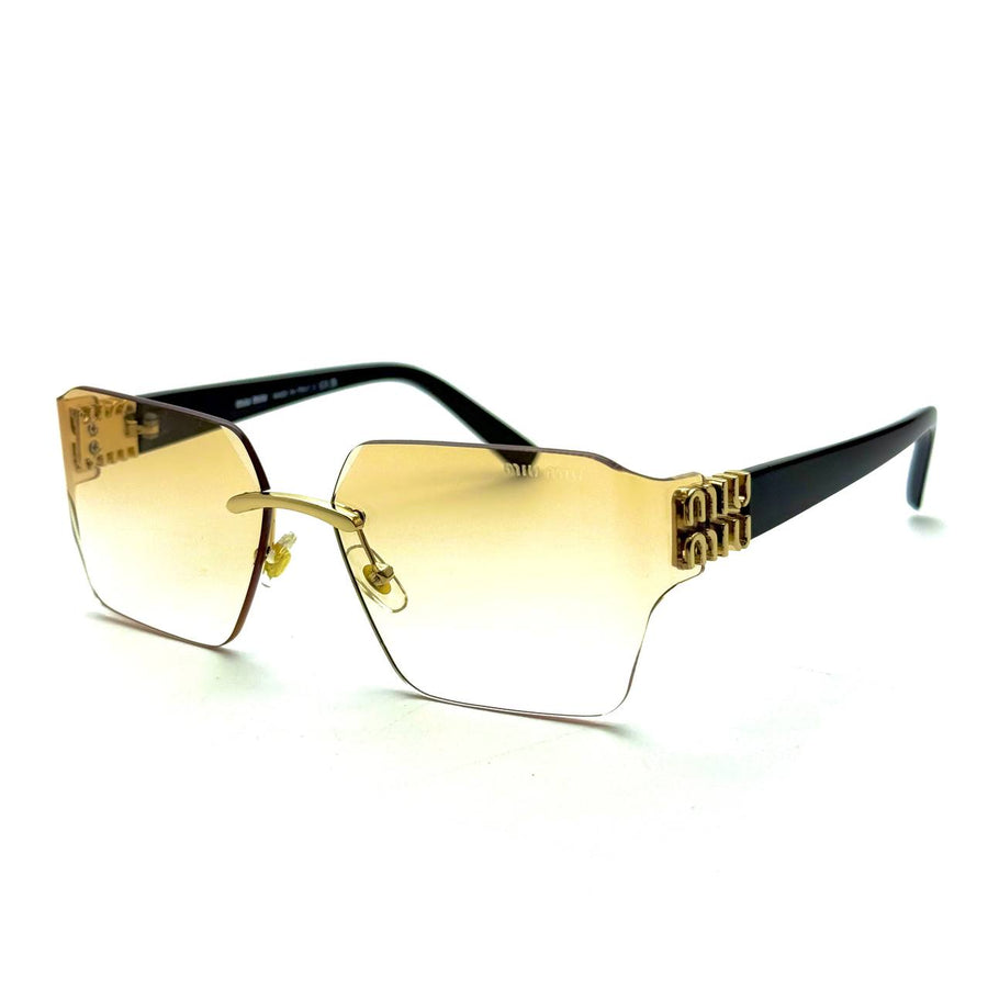 Miu Miu MU 04RS Rimless Oversized Sunglasses – Gradient Yellow