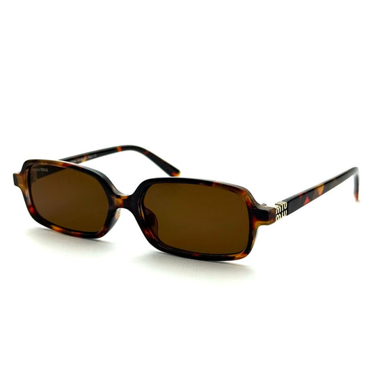 Miu Miu Rectangular Regard – Tortoise Frame / Brown Lenses