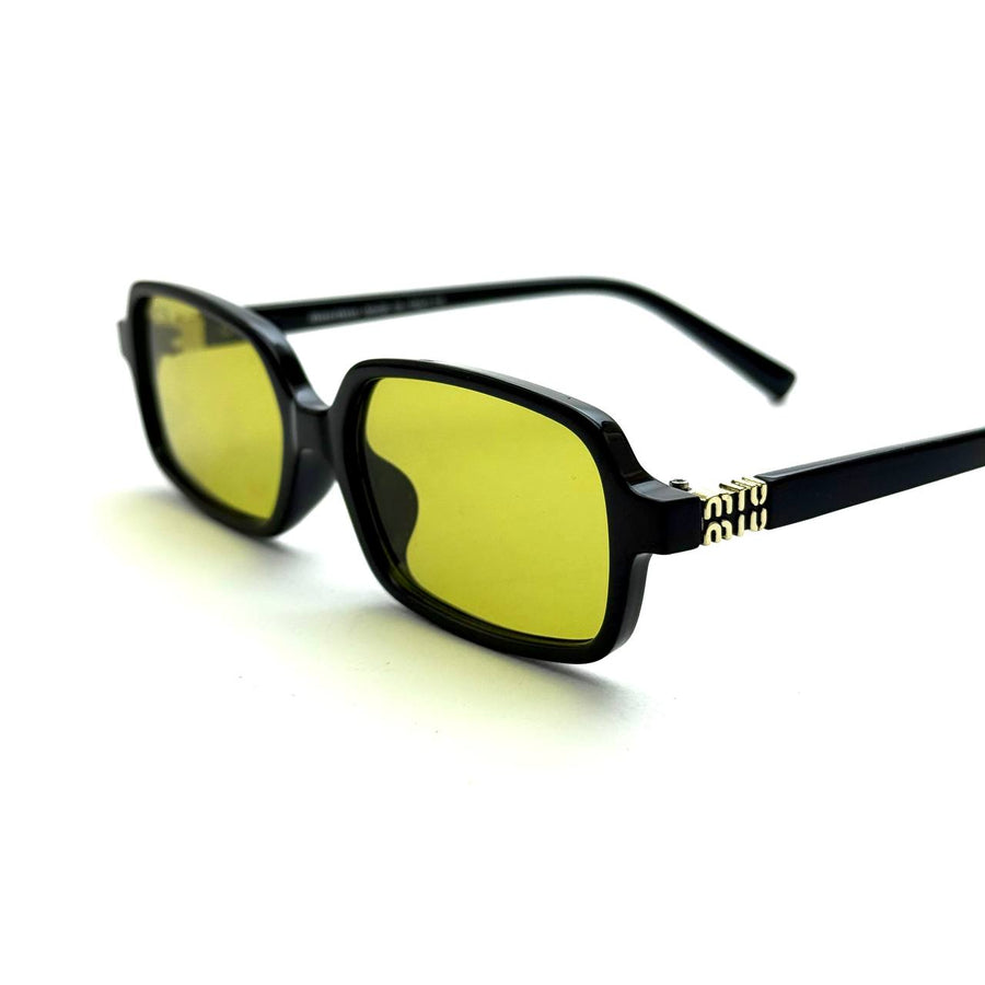 Miu Miu Rectangular Regard - Black Frame Yellow Lens
