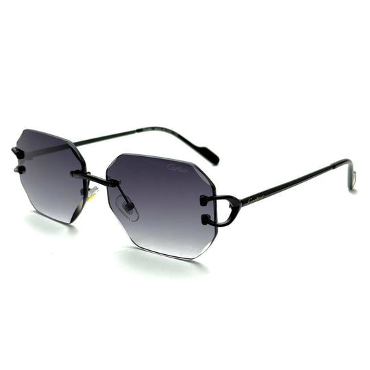 Cartier Octagonal Rimless Sunglasses – Black Frame / Gradient Grey Lenses
