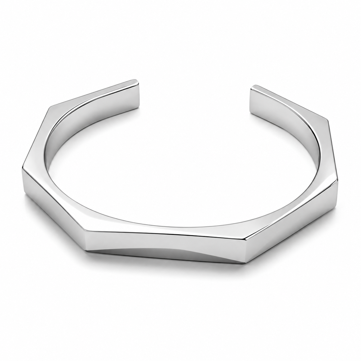 Geometric Open Cuff Bracelet – Silver