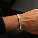 Geometric Open Cuff Bracelet – Silver