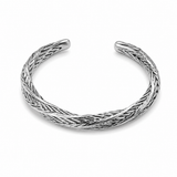 Silver Braided Cuff Bracelet - Silver