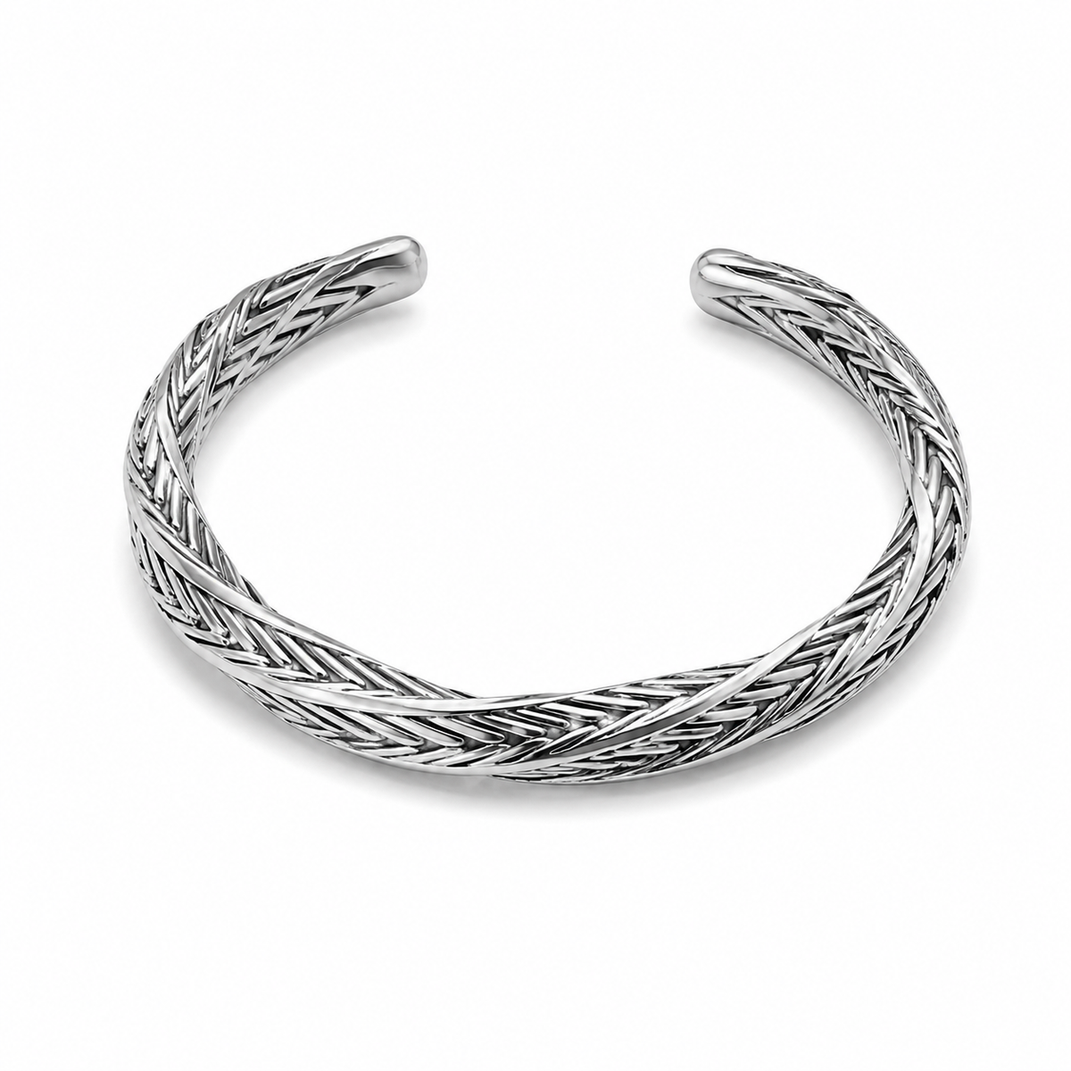 Silver Braided Cuff Bracelet - Silver