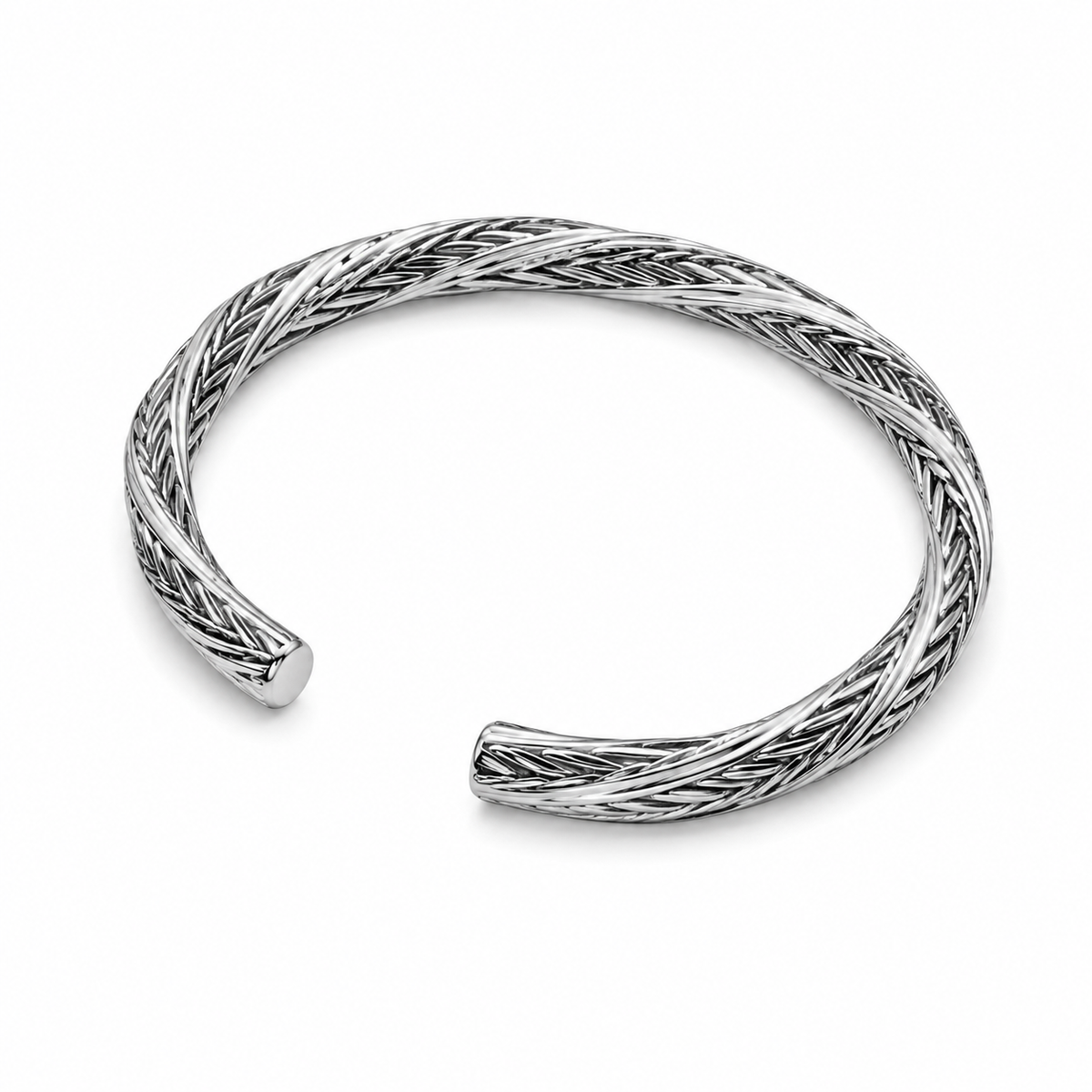 Silver Braided Cuff Bracelet - Silver