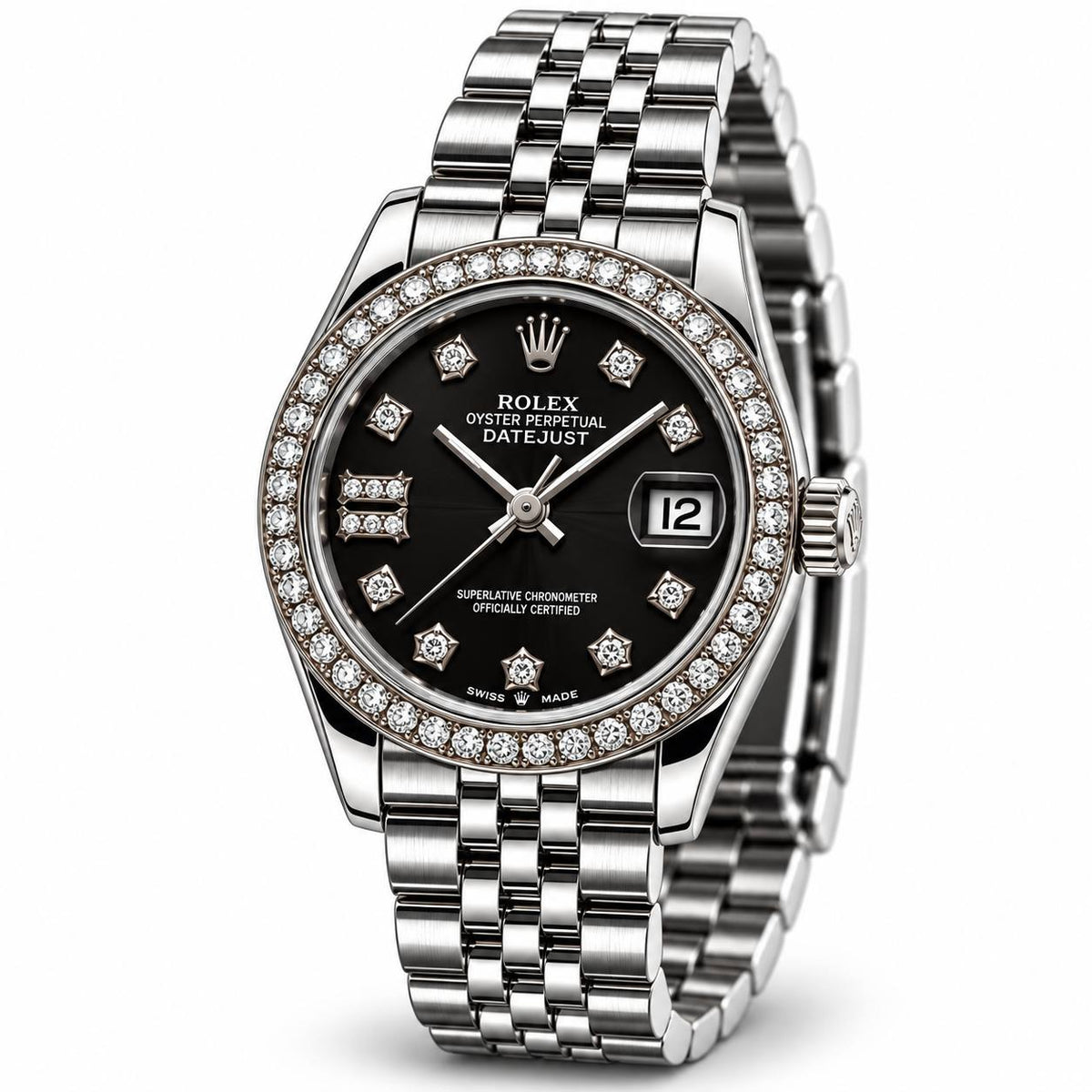 Rolex Lady-Datejust – Silver Black Diamond