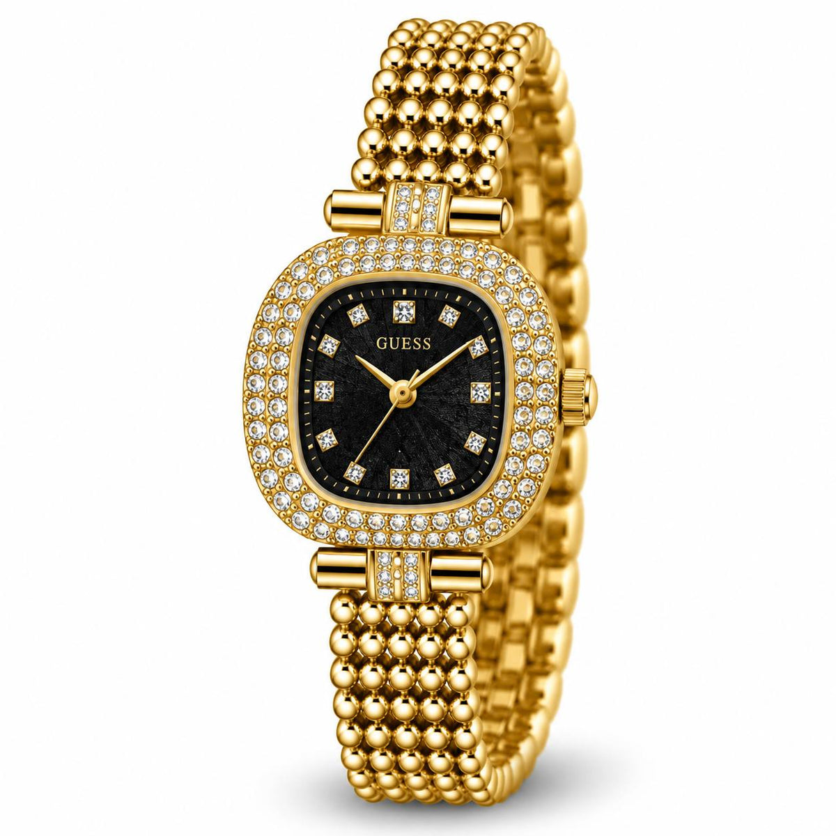 Guess Gold Crystal Bezel – Black Dial