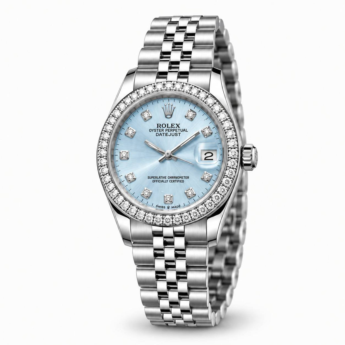 Rolex Datejust – Silver Ice Blue Diamond Dial