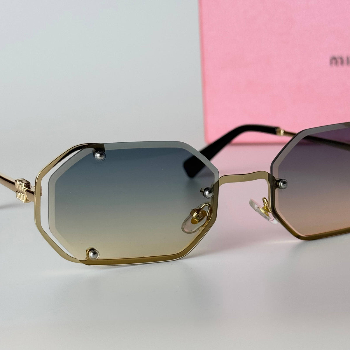 Miu Miu Geometric Rimless - Gold Grey Gradient
