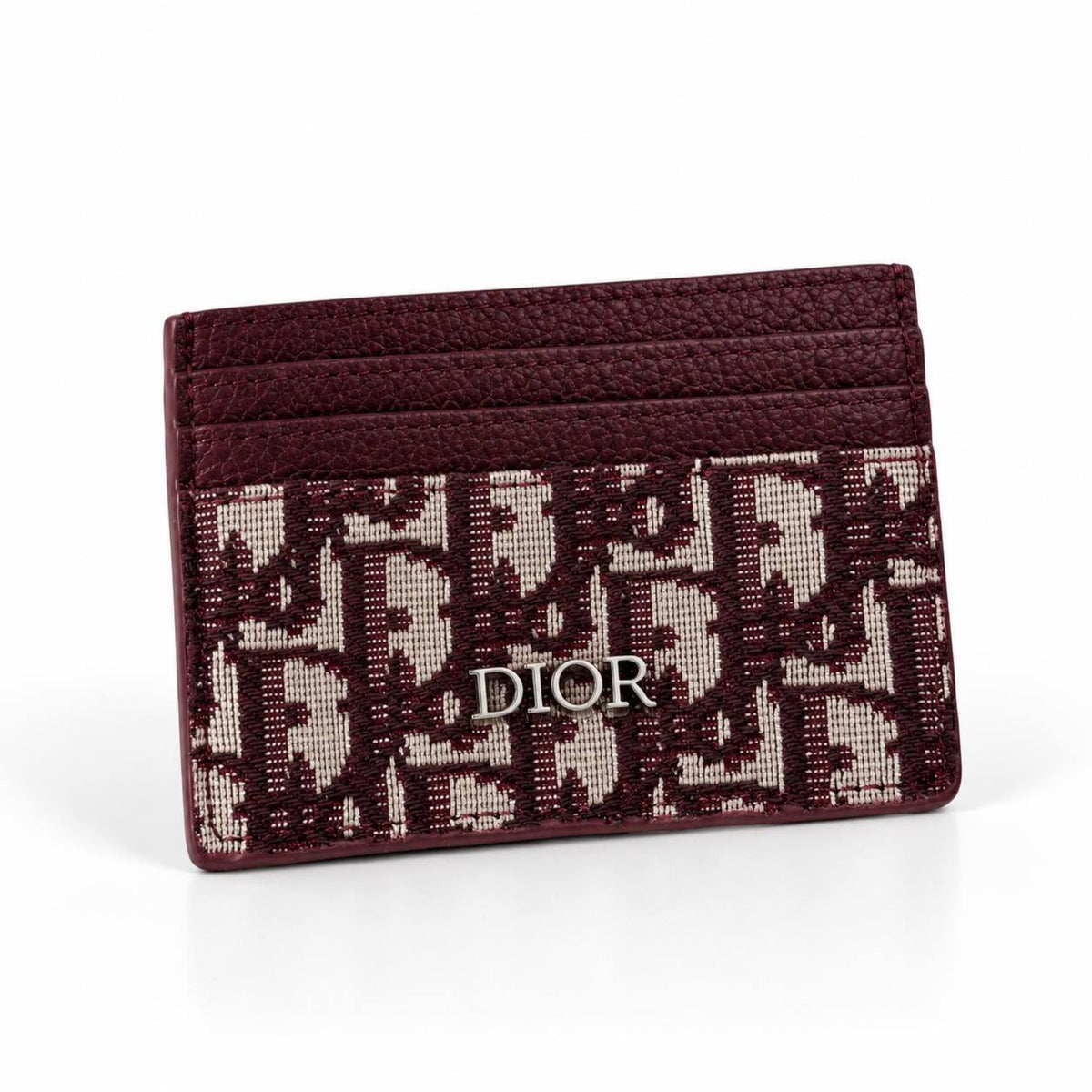 Dior Oblique Jacquard Card Holder – Burgundy