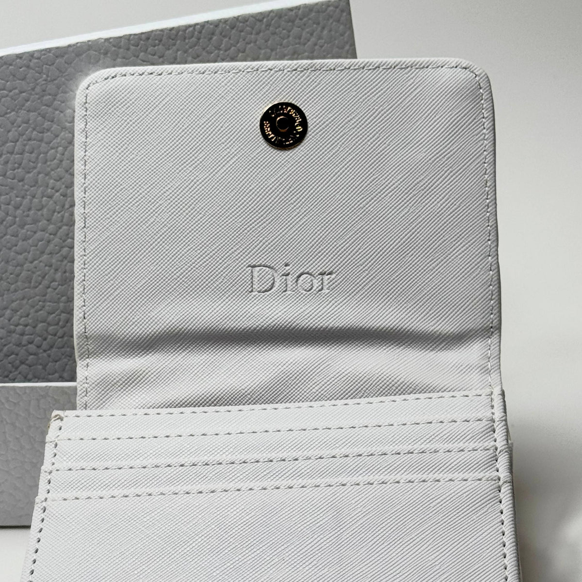 Lady Dior Cannage Charm Compact Wallet – White Gold (For Her)