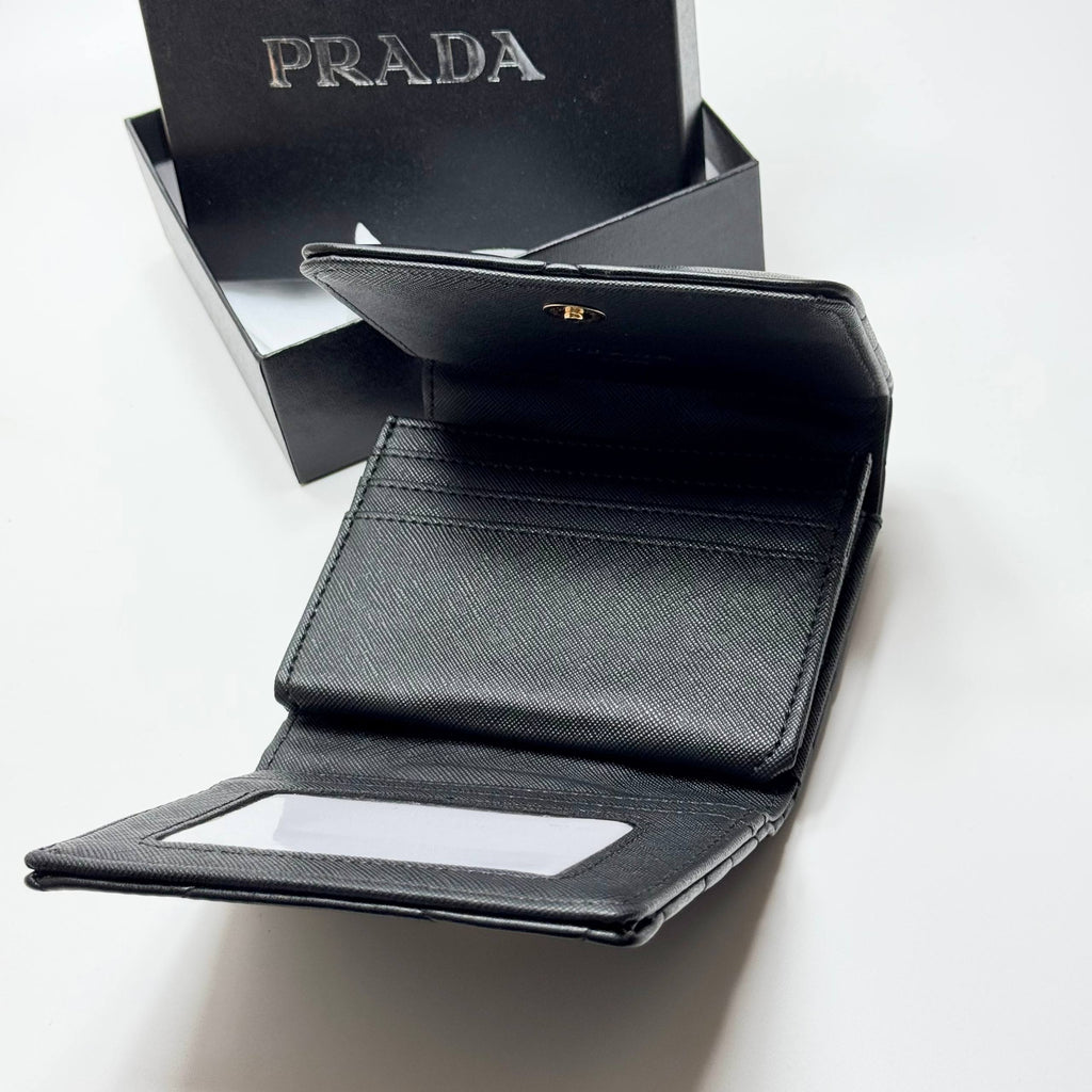 Prada Quilted Compact Wallet – Black Gold (For Her)
