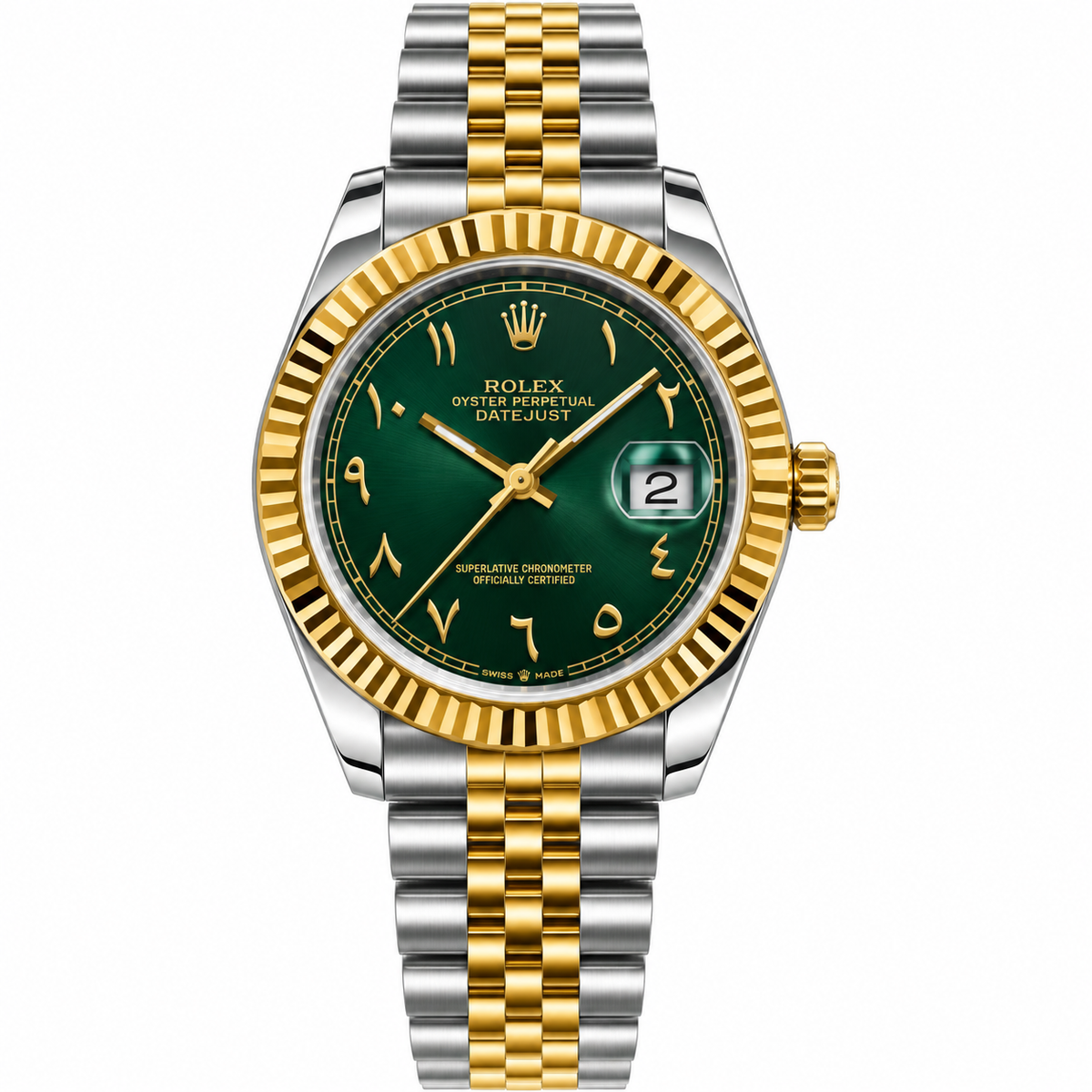 Rolex Oyster Perpetual Datejust – Two-Tone Green Dial Arabic Numerals