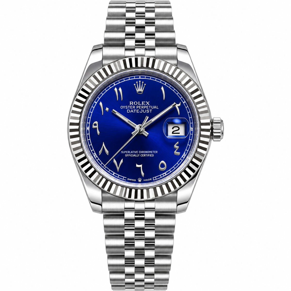 Rolex Oyster Perpetual Datejust – Silver Blue Dial Arabic Numerals