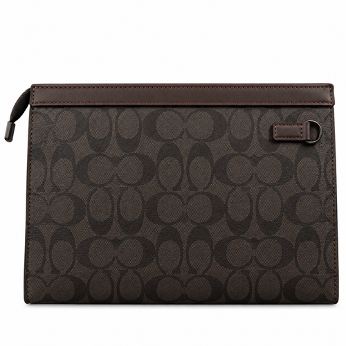 Coach Signature Monogram Zip Pouch – Dark Brown