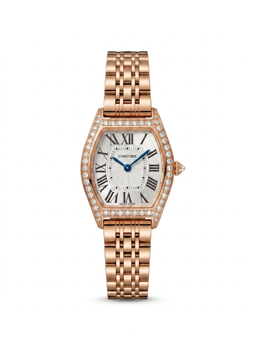 Cartier Tonneau – Rose Gold White Diamond