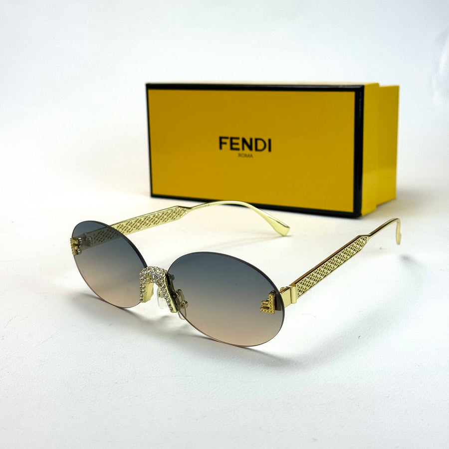 Fendi Crystal Oval V3 – Gold Blue Gradient