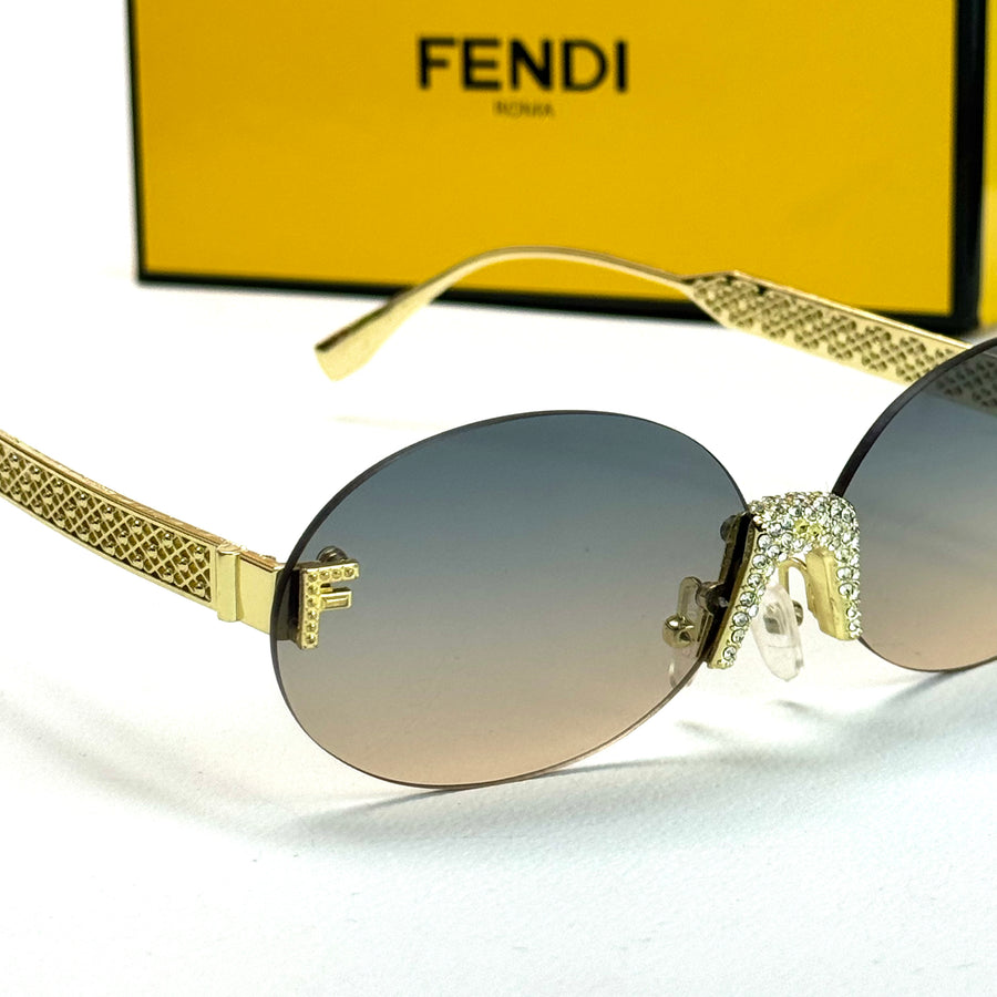 Fendi Crystal Oval V3 – Gold Blue Gradient