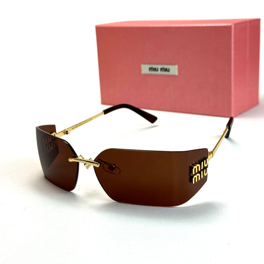 Miu Miu SMU Visor – Gold Brown